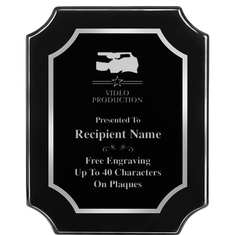 8X10 SCALLOPED EBONY SLV PLQ