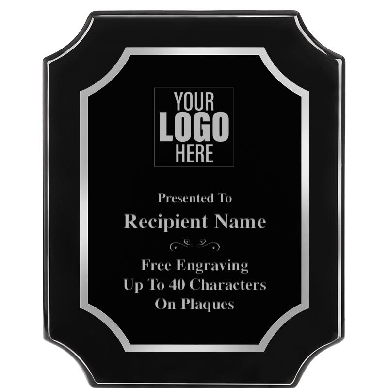 8X10 SCALLOPED EBONY SLV PLQ