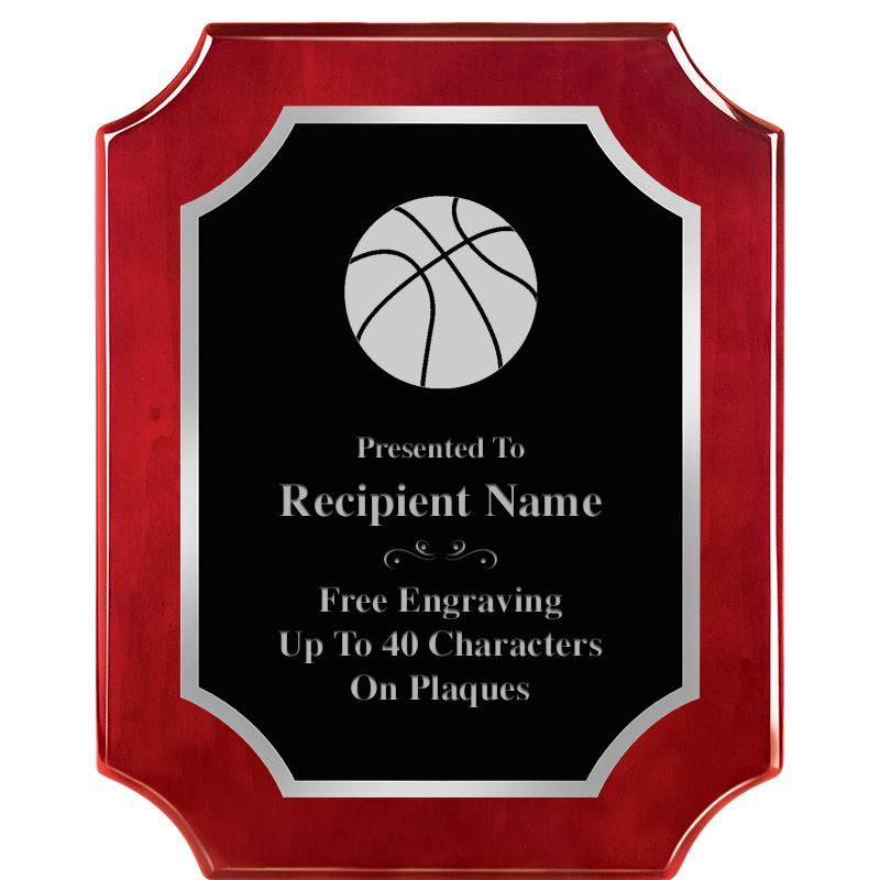 8X10 SCALLOP ROSEWOOD SLV PLQ