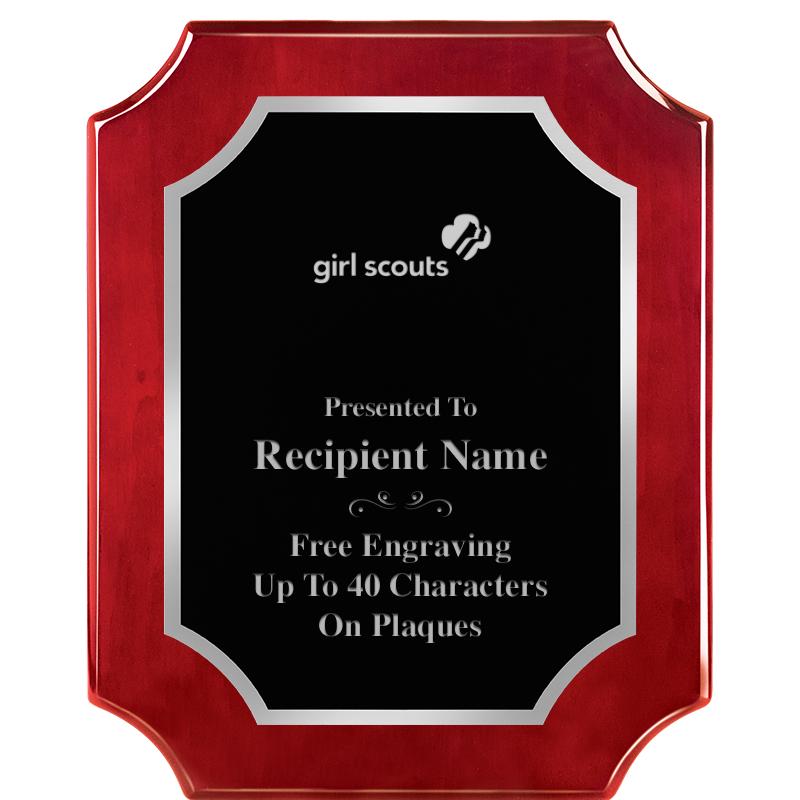 8X10 SCALLOP ROSEWOOD SLV PLQ