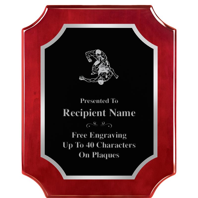 8X10 SCALLOP ROSEWOOD SLV PLQ