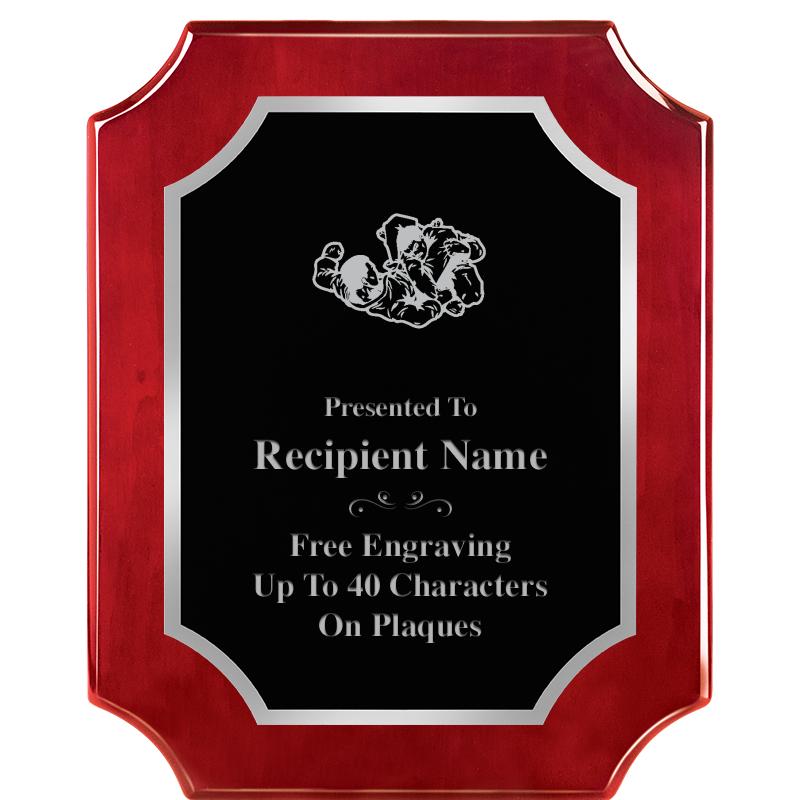 8X10 SCALLOP ROSEWOOD SLV PLQ