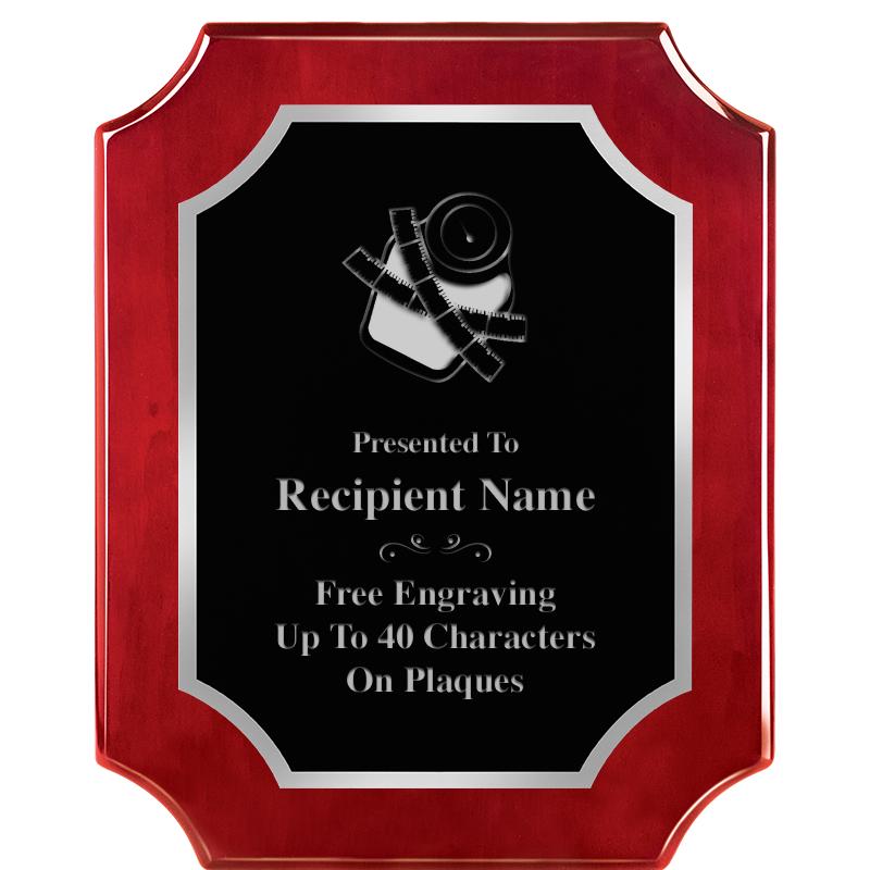 8X10 SCALLOP ROSEWOOD SLV PLQ