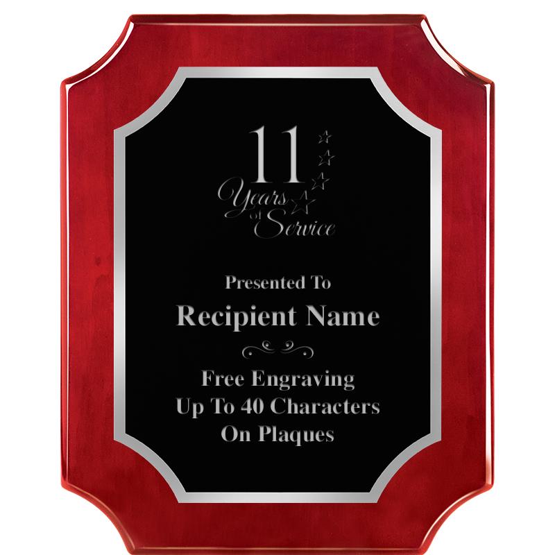 8X10 SCALLOP ROSEWOOD SLV PLQ