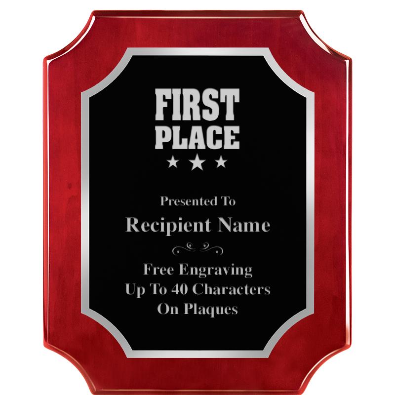 8X10 SCALLOP ROSEWOOD SLV PLQ