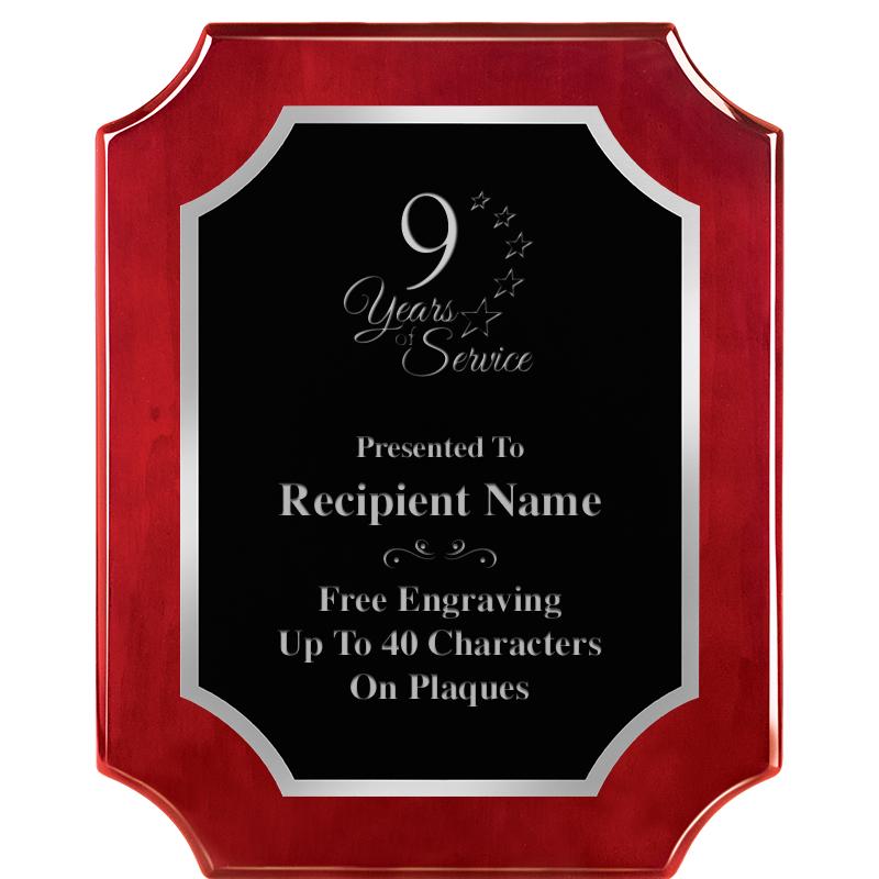 8X10 SCALLOP ROSEWOOD SLV PLQ