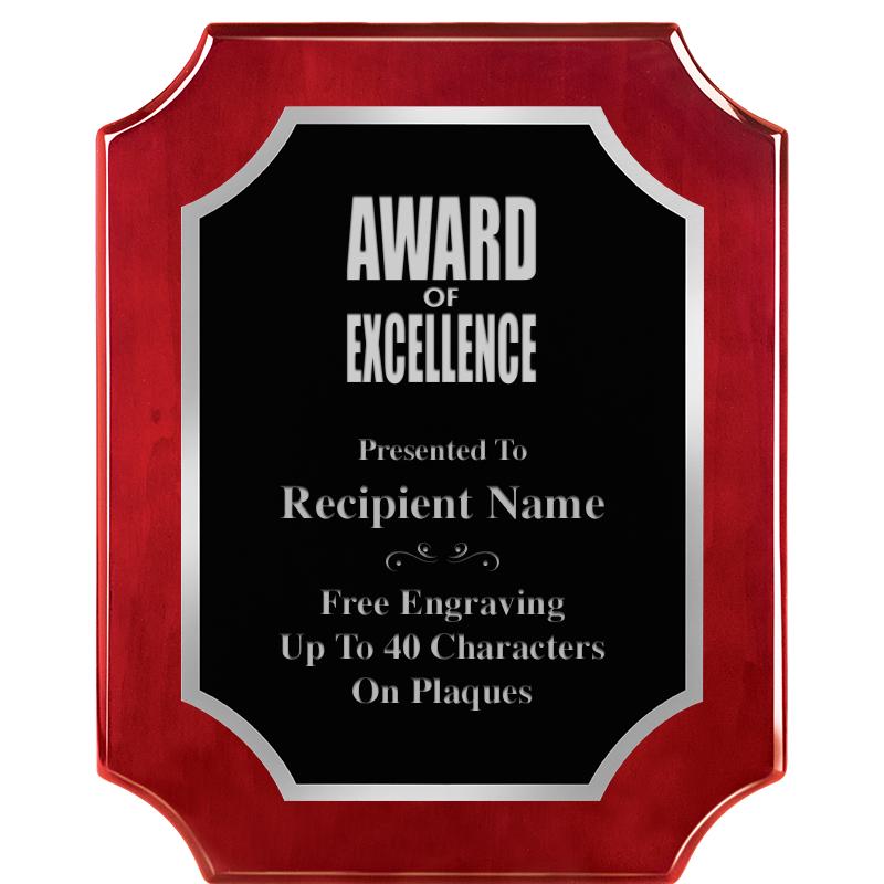 8X10 SCALLOP ROSEWOOD SLV PLQ