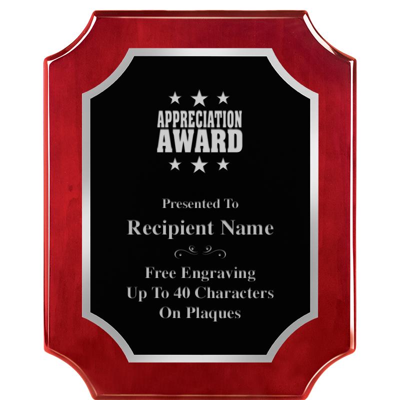 8X10 SCALLOP ROSEWOOD SLV PLQ