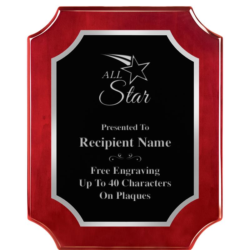 8X10 SCALLOP ROSEWOOD SLV PLQ