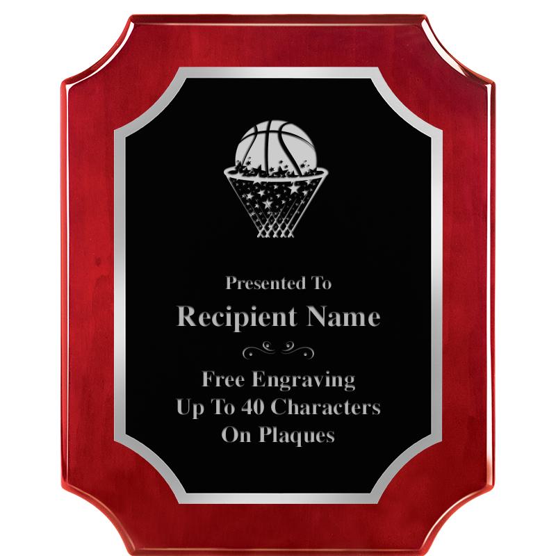 8X10 SCALLOP ROSEWOOD SLV PLQ