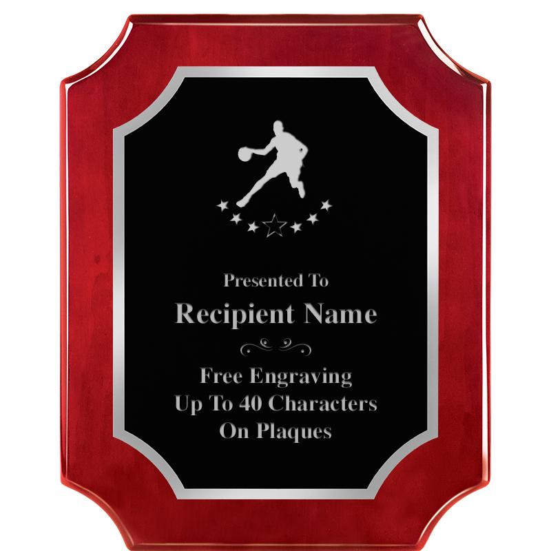 8X10 SCALLOP ROSEWOOD SLV PLQ