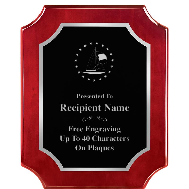 8X10 SCALLOP ROSEWOOD SLV PLQ