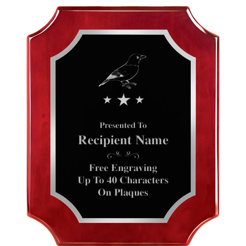 8X10 SCALLOP ROSEWOOD SLV PLQ