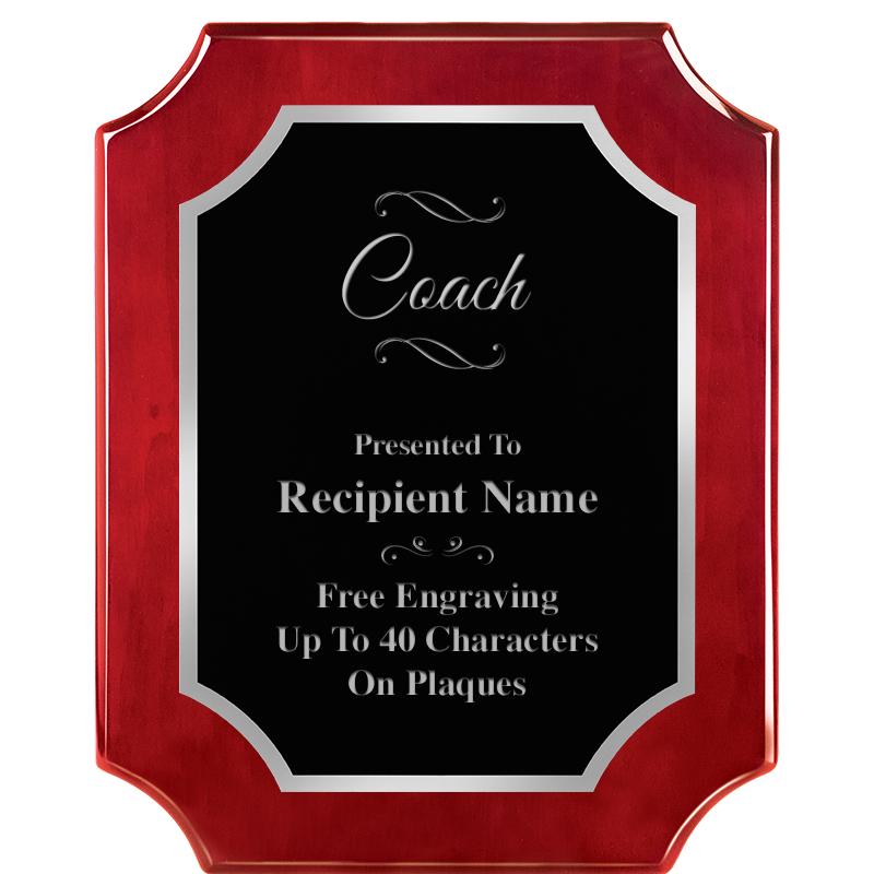 8X10 SCALLOP ROSEWOOD SLV PLQ