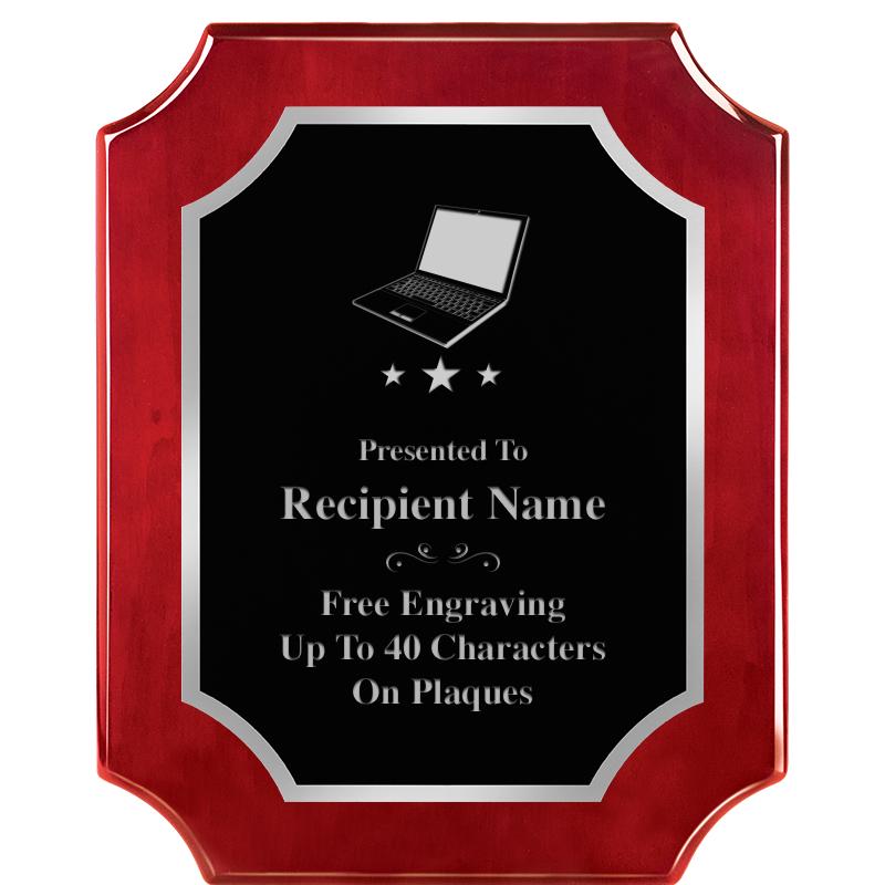 8X10 SCALLOP ROSEWOOD SLV PLQ