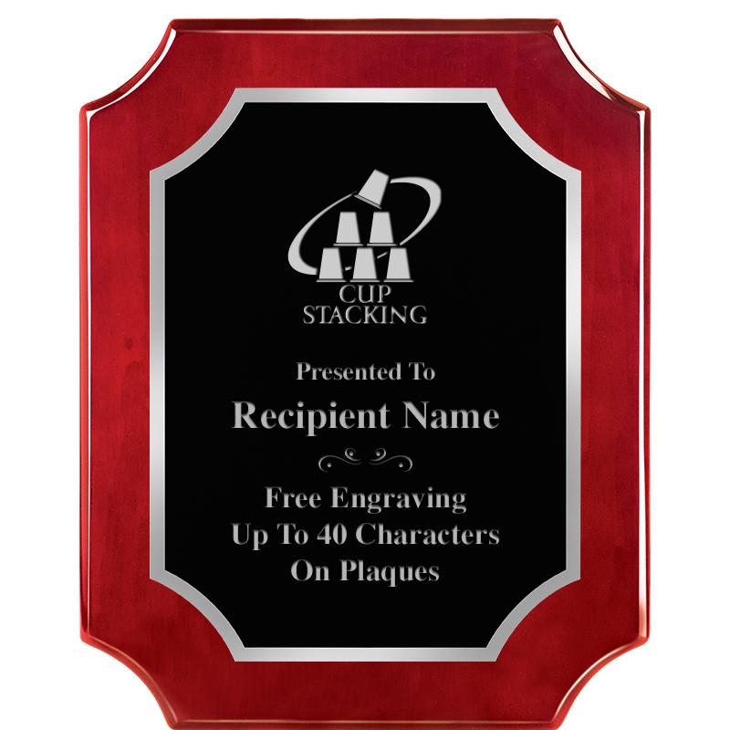 8X10 SCALLOP ROSEWOOD SLV PLQ