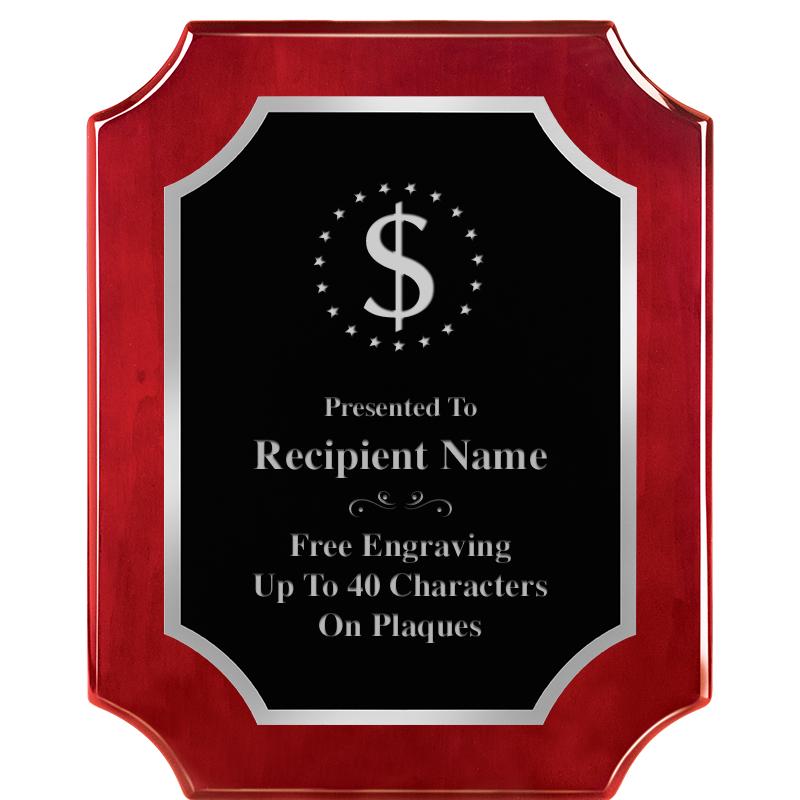 8X10 SCALLOP ROSEWOOD SLV PLQ