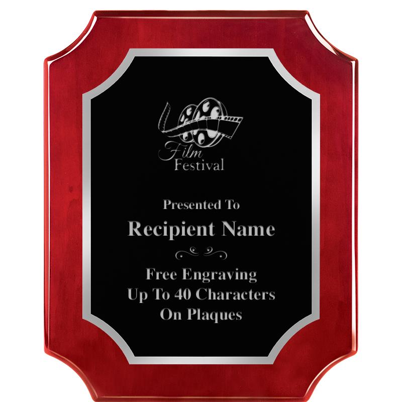 8X10 SCALLOP ROSEWOOD SLV PLQ