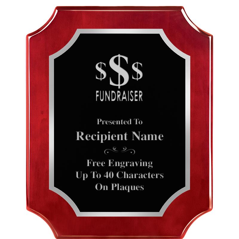 8X10 SCALLOP ROSEWOOD SLV PLQ