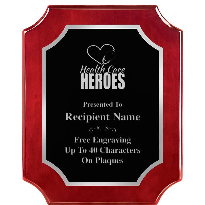 8X10 SCALLOP ROSEWOOD SLV PLQ