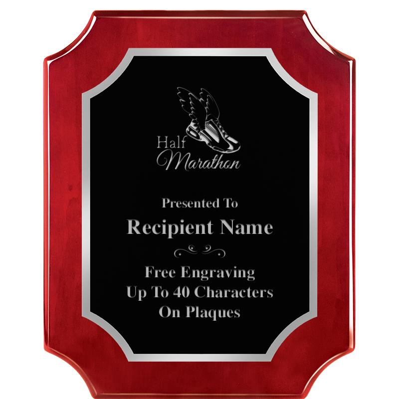 8X10 SCALLOP ROSEWOOD SLV PLQ