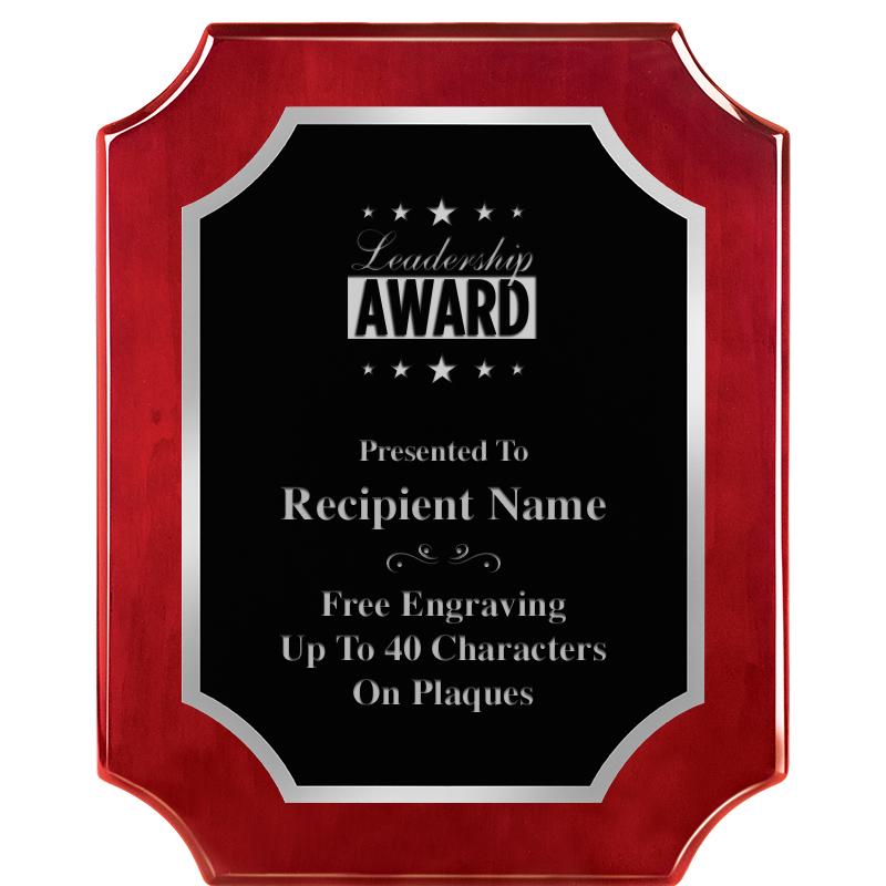 8X10 SCALLOP ROSEWOOD SLV PLQ