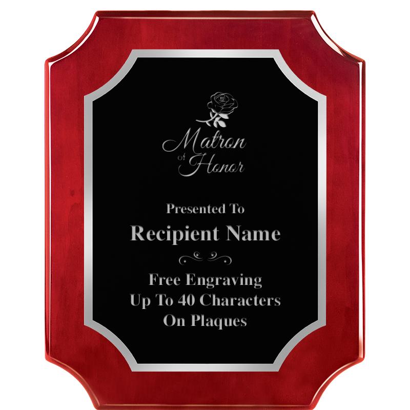 8X10 SCALLOP ROSEWOOD SLV PLQ