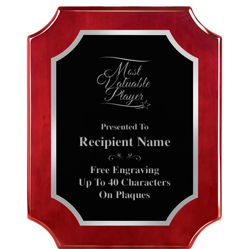 8X10 SCALLOP ROSEWOOD SLV PLQ