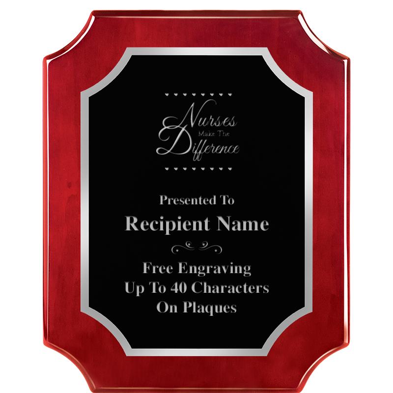 8X10 SCALLOP ROSEWOOD SLV PLQ