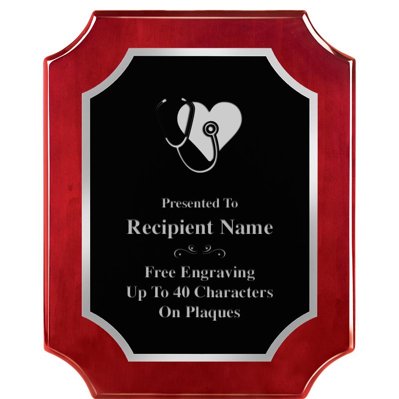 8X10 SCALLOP ROSEWOOD SLV PLQ