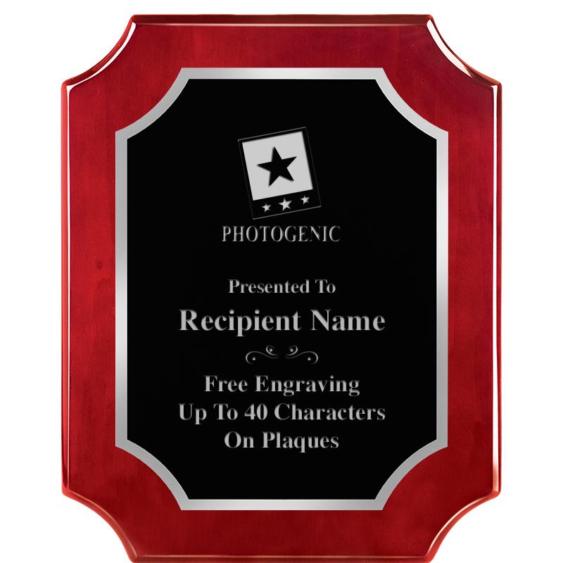 8X10 SCALLOP ROSEWOOD SLV PLQ