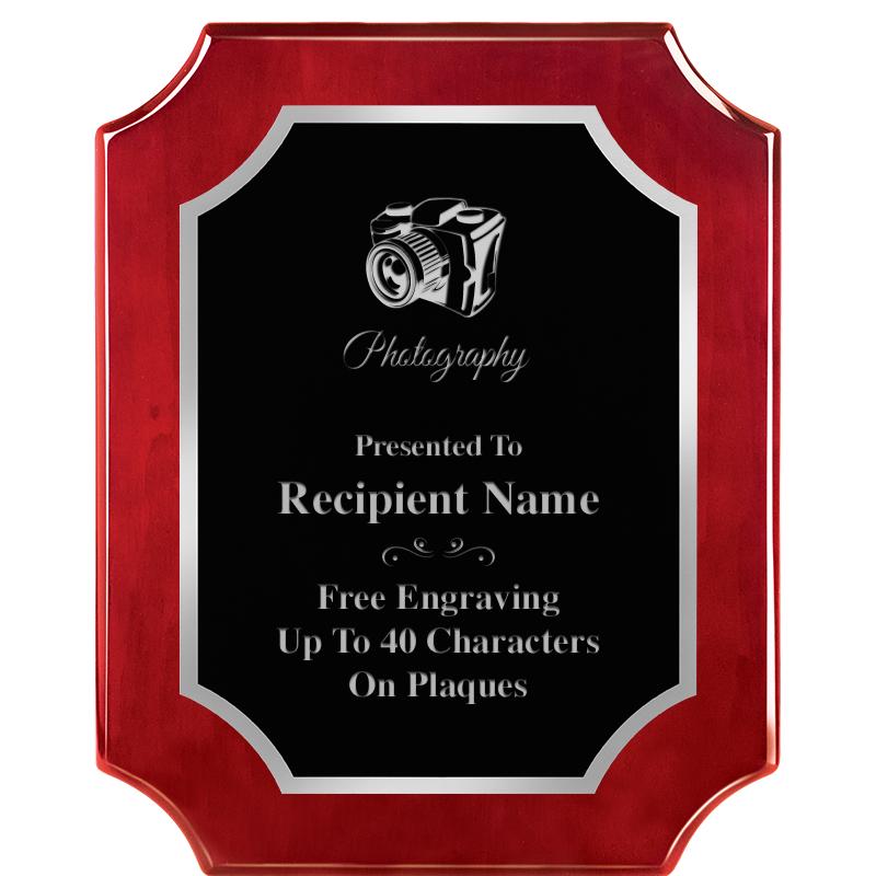 8X10 SCALLOP ROSEWOOD SLV PLQ