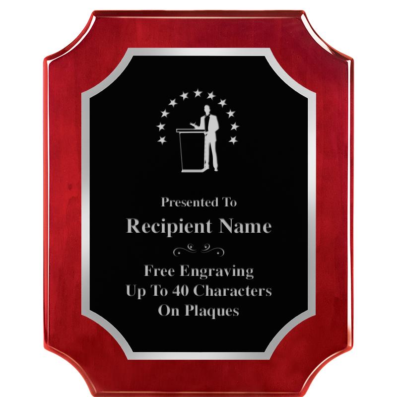 8X10 SCALLOP ROSEWOOD SLV PLQ