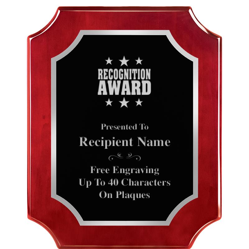 8X10 SCALLOP ROSEWOOD SLV PLQ