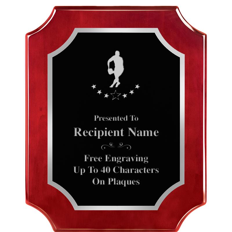 8X10 SCALLOP ROSEWOOD SLV PLQ