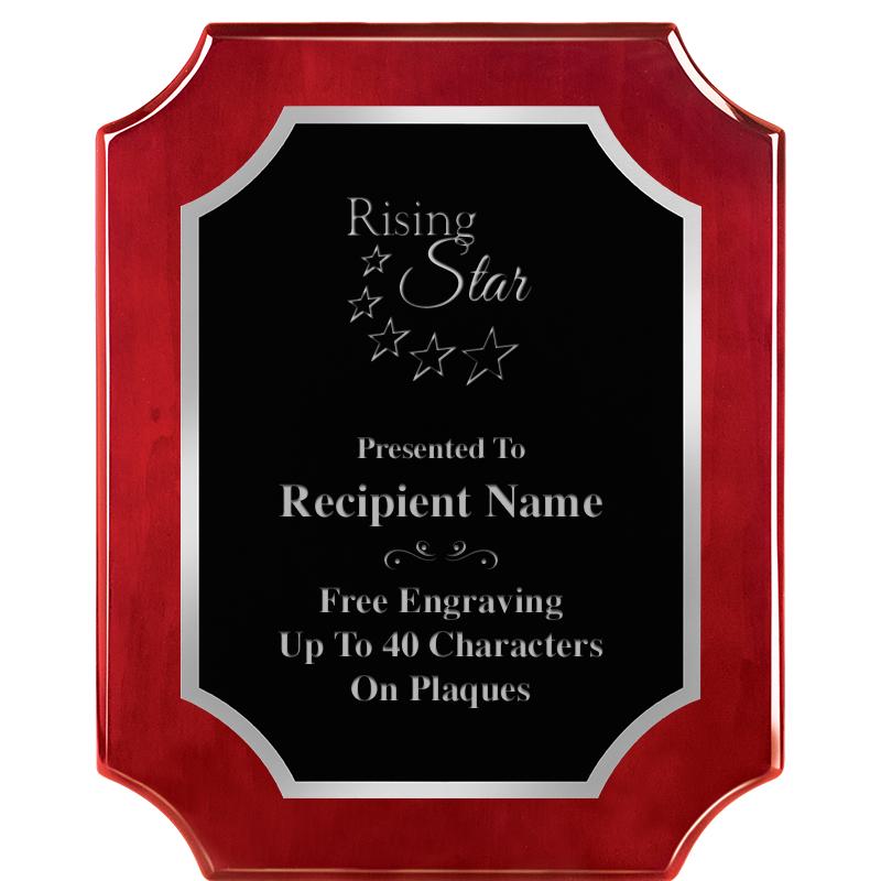 8X10 SCALLOP ROSEWOOD SLV PLQ