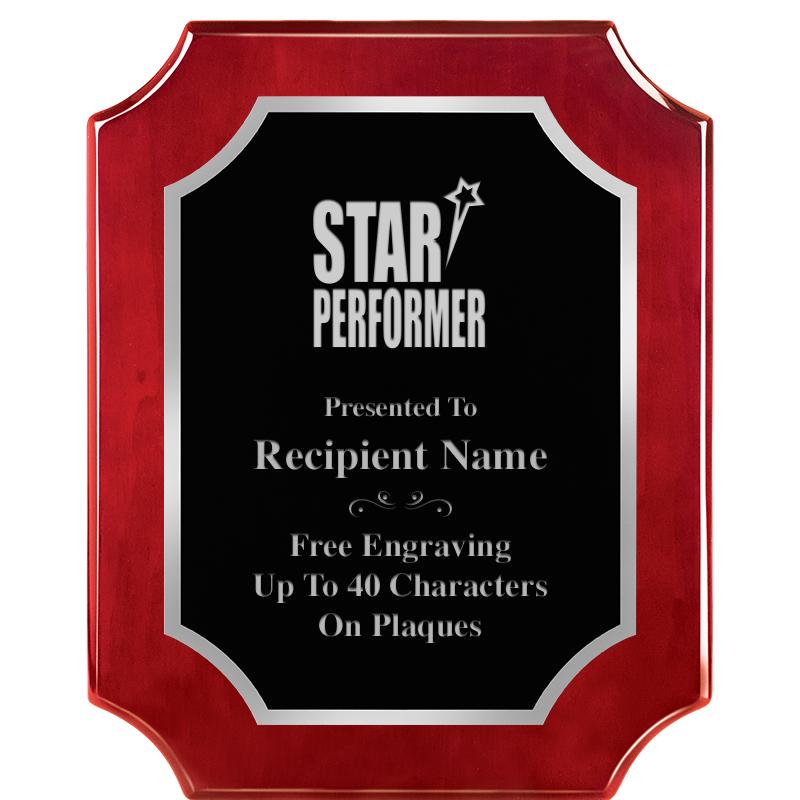 8X10 SCALLOP ROSEWOOD SLV PLQ