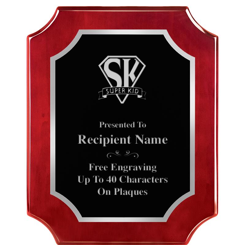 8X10 SCALLOP ROSEWOOD SLV PLQ