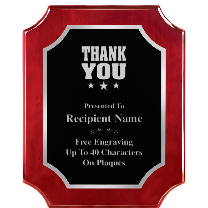 8X10 SCALLOP ROSEWOOD SLV PLQ