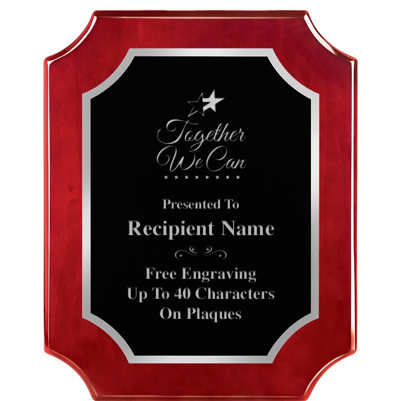 8X10 SCALLOP ROSEWOOD SLV PLQ