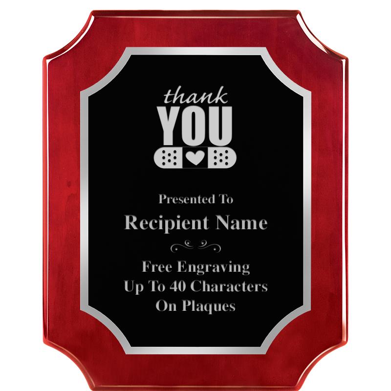 8X10 SCALLOP ROSEWOOD SLV PLQ