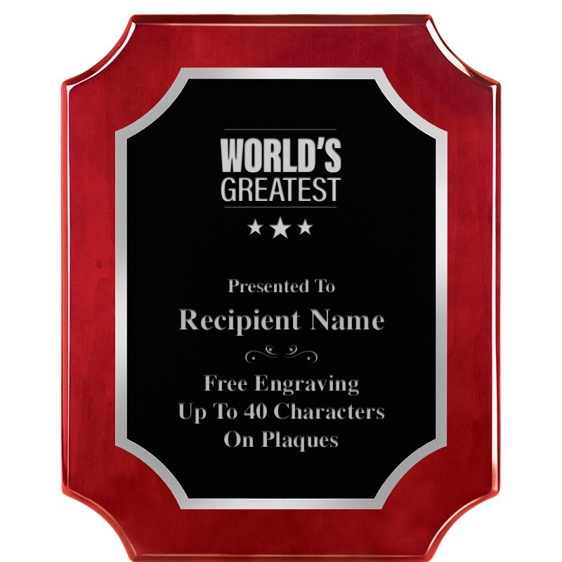 8X10 SCALLOP ROSEWOOD SLV PLQ