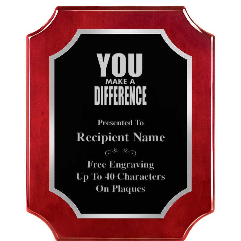 8X10 SCALLOP ROSEWOOD SLV PLQ