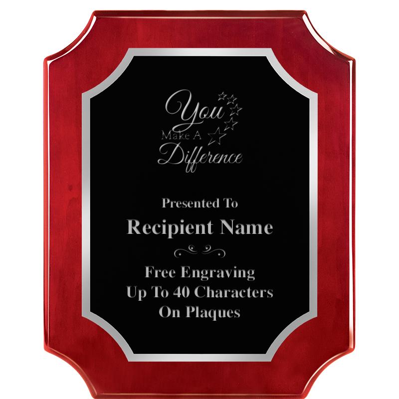 8X10 SCALLOP ROSEWOOD SLV PLQ