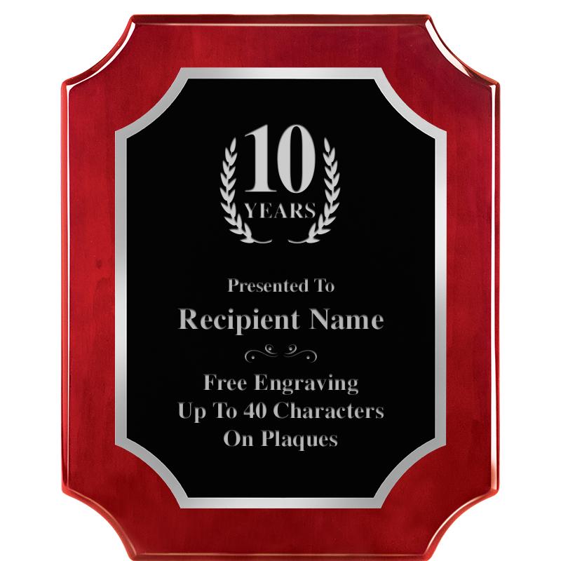 8X10 SCALLOP ROSEWOOD SLV PLQ