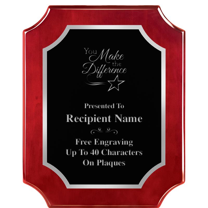 8X10 SCALLOP ROSEWOOD SLV PLQ