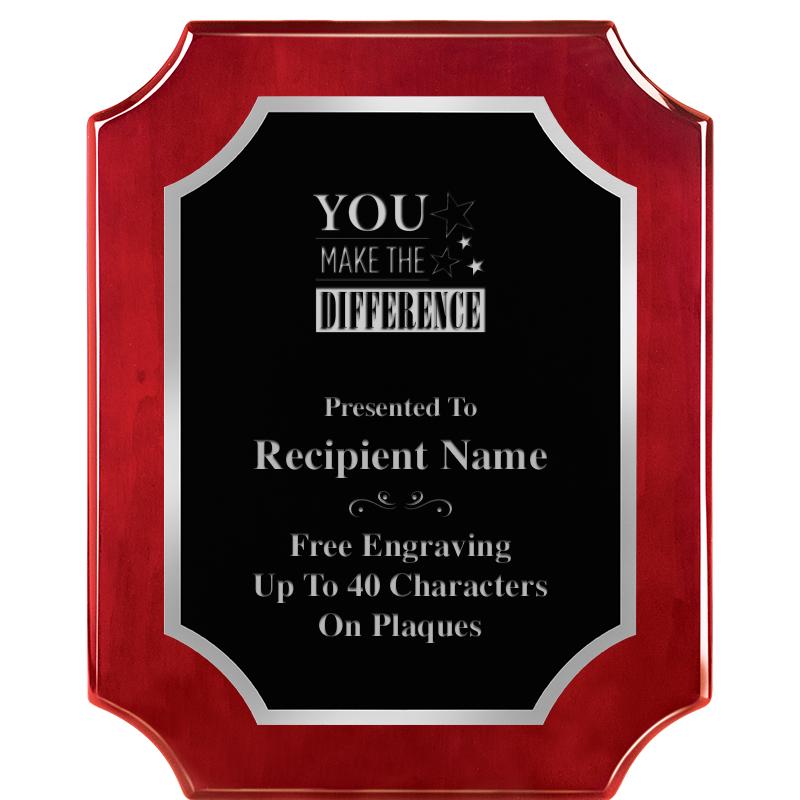 8X10 SCALLOP ROSEWOOD SLV PLQ