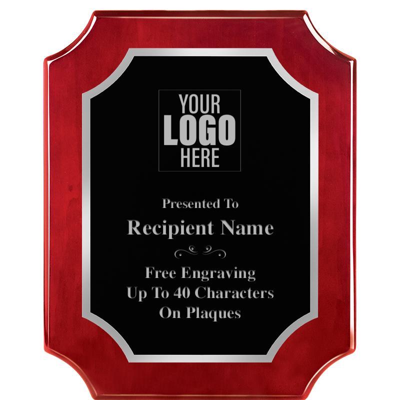 8X10 SCALLOP ROSEWOOD SLV PLQ