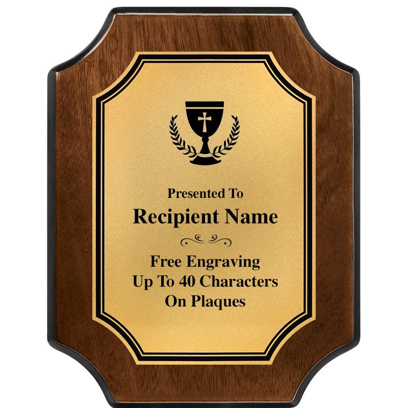 7X9 WALNUT FIN SCLLP PLQ GD PL