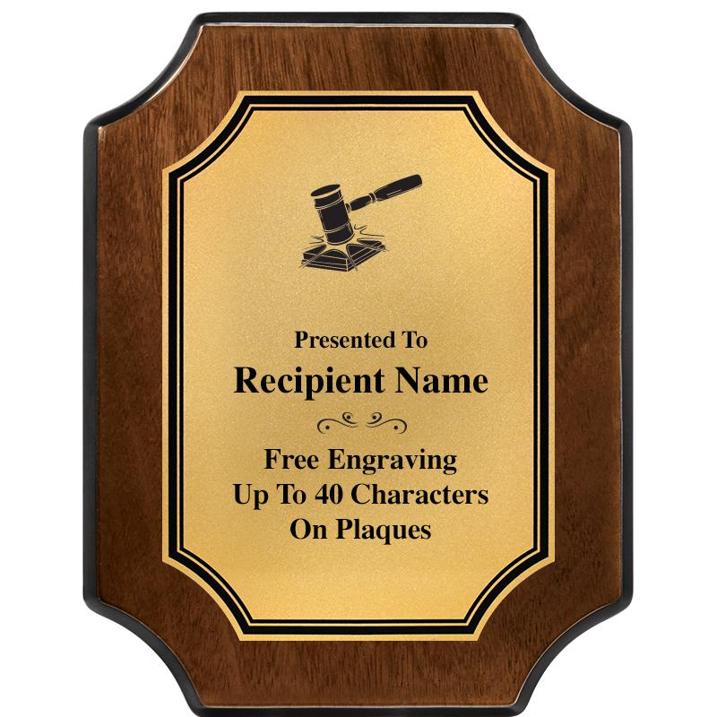 7X9 WALNUT FIN SCLLP PLQ GD PL